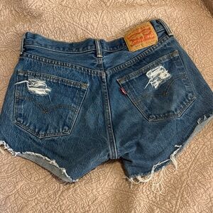 Levi's 501 Women's Distressed Blue Jean Shorts
